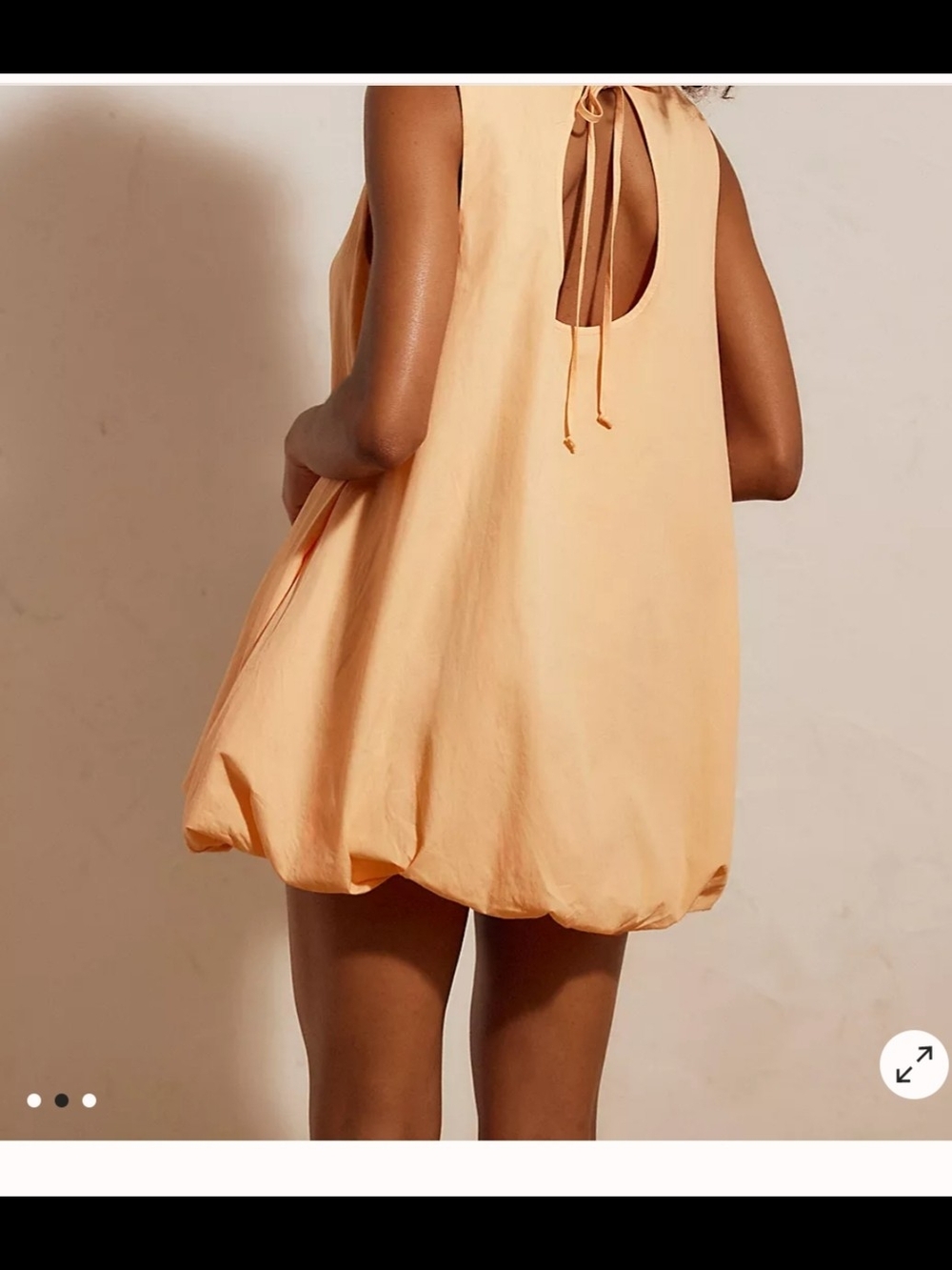 Free People Peach Tie-Back Bubble Hem Mini Dress